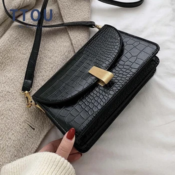 

2020 Fashion Alligator PU Leather Women Designer Handbag High Quality Messenger Bag Flap Bag Casual Female Solid Shoulder Bags