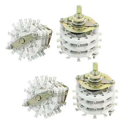 

4pcs 10mm Mounting Hole Dia 9P3T 3 Deck 36Pins Band Channel Rotary Switch
