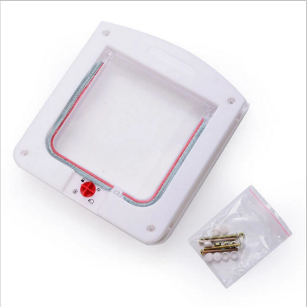 Lockable Dog Cat Kitten Door Security Flap Door Plastic Animal Small Pet Cat Dog Gate Pet Supplies