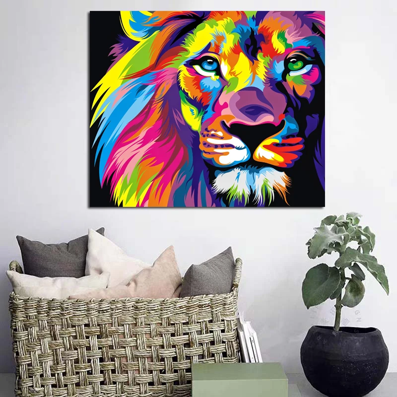 

Colorful Lion Head Art Poster Picture Room Decor Modern Wall Art Canvas Painting Unique Gift For Home Decoration Artwork