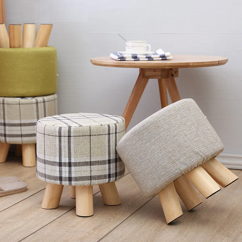 

T005 28x25cm Round Taboret Stool Wooden Bedroom Dining Furniture Shoe Rack Footstool Soft Pouf Beach Ottoman Makeup Chair