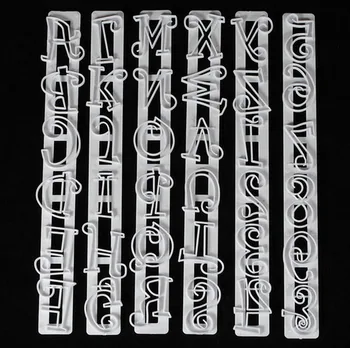

6Pcs/Set Alphabet Number Lace Molds Edge Mold Plastic Stencil Fondant Pastry Sugarcraft Cake Decorating Tools Ribbons Embossed