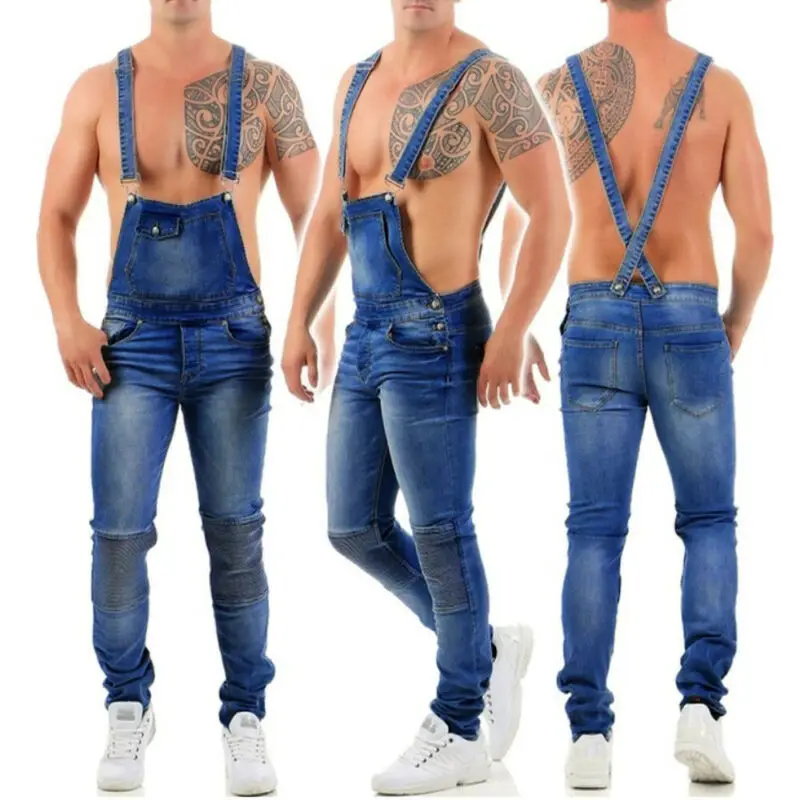 Модные мужские рваные джинсы комбинезоны Hi Street Distressed Denim bib Комбинезоны для мужчин брюки на подтяжках Размер S-XXXL