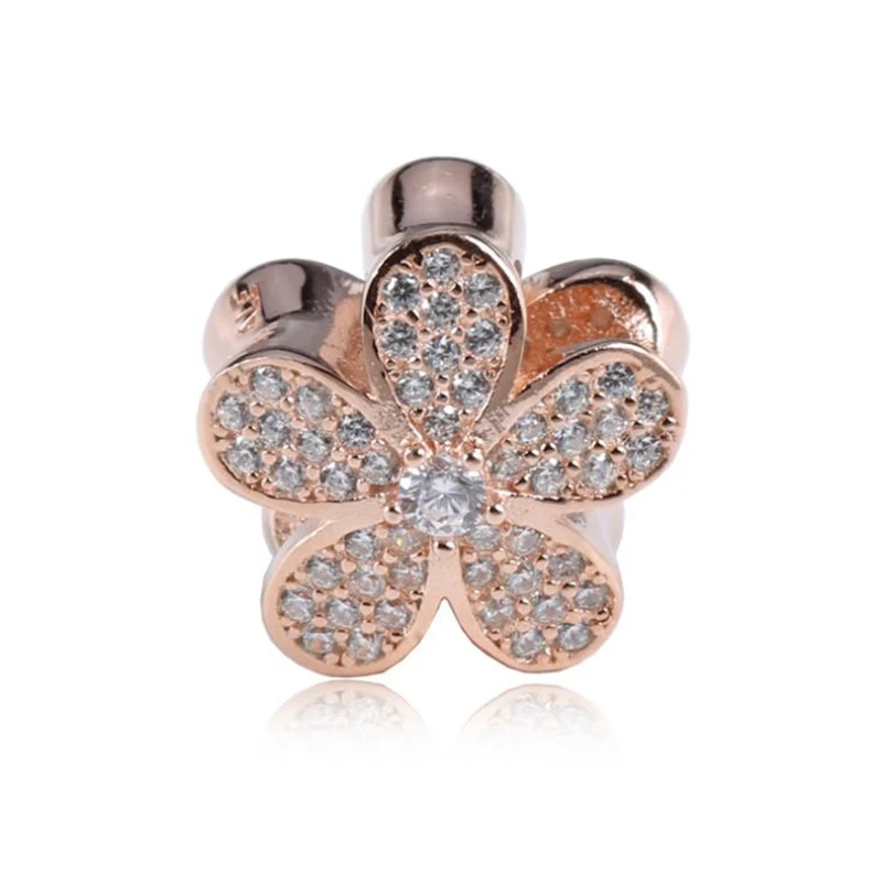 

Snow Flower Charm 100% Real 925 Sterling Silver Rose Flower Charms Fit Original Bracelet Diy Jewelry