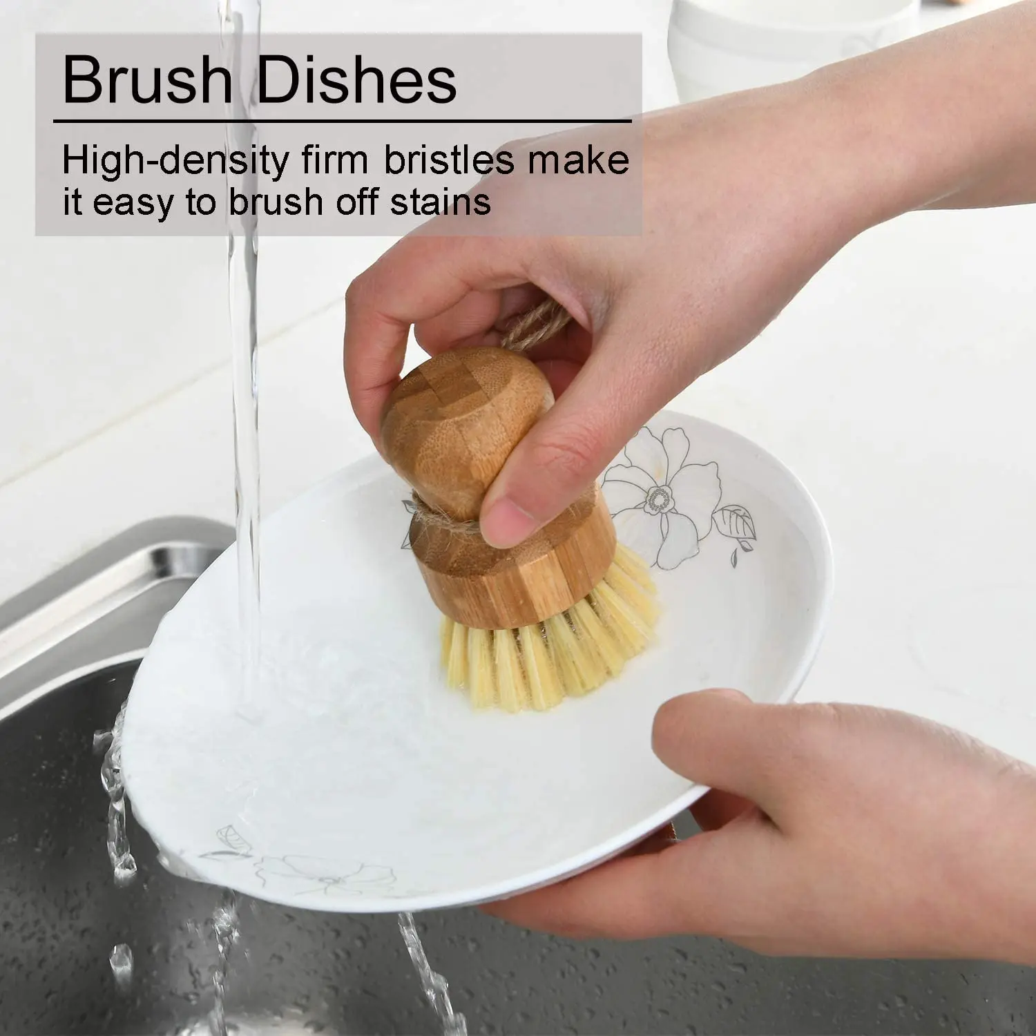 Bamboo Scrub Dish Wash Brush Kitchen Cleaning For Handle Natural Wooden P6L2