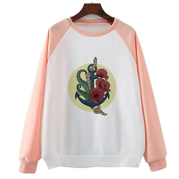 

Anchor Poppies Tentacles Fashion Autumn Spring Hoody Women Printed Hoodies Tops Coat Femme Harajuku Hoodies