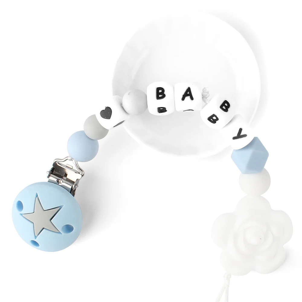 Keep & расти персонализированные имя детская пустышка на цепочке с прищепкой