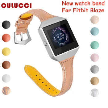 

OULUCCI Leather Band for Fitbit Blaze bands Smart Watch women men Replacement Band with Metal Frame for fitbit wacth