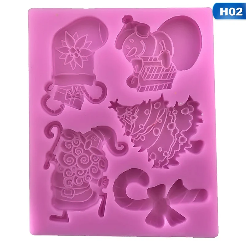 Christmas Snowman Shape Fondant Silicone Mold Kitchen Baking Chocolate Pastry Candy Clay Making Cupcake Decoration Tools - Цвет: 2