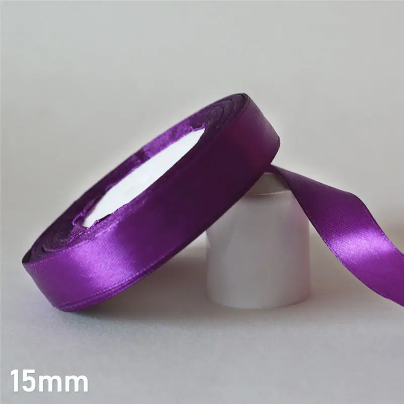 25 ярдов/6 мм-50 мм Фиолетовый Атласный ленточный материал для поделок для выпускного вечера вечерние украшения Свадебная подарочная коробка упаковка аксессуары D7 - Цвет: 15mm