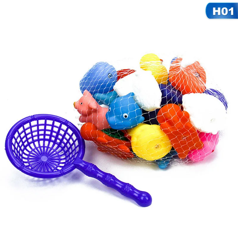 21pc 21 шт./компл. детские игрушки для ванной Цвета Резиновая Утка животных Детские Ванная комната игры воды игрушки выжать поплавок звучание купания игрушки для ванной игрушки - Цвет: 21pc