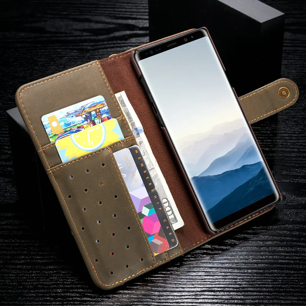 Винтажный чехол-кошелек из натуральной кожи для samsung A20 A30 A20e A40 A50 A70 Магнитный Флип с кнопкой чехол для samsung A70