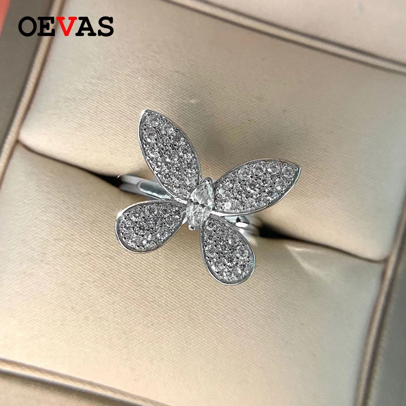 OEVAS Luxury 100% 925 Sterling Silver Created Moissanite Gemstone Engagement Wedding Butterfly Ring Fine Jewelry Wholesale | Украшения и