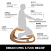 VEVOR Ergonomic Kneeling Chair Stool W/ Thick Cushion Home Office Chair Improving Body Posture Rocking Wood Knee Computer Chair 3