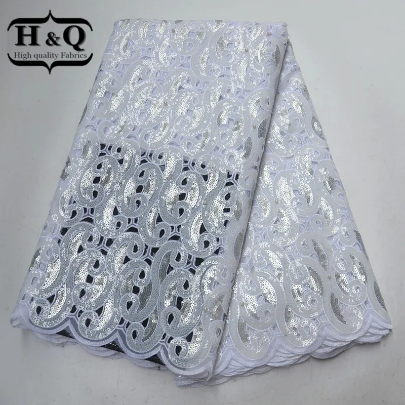 

High Quality African Lace Fabric Nigerian Lace Fabric Hollow Design Organza Lace Fabric With Beads and Sequins For Women Dress