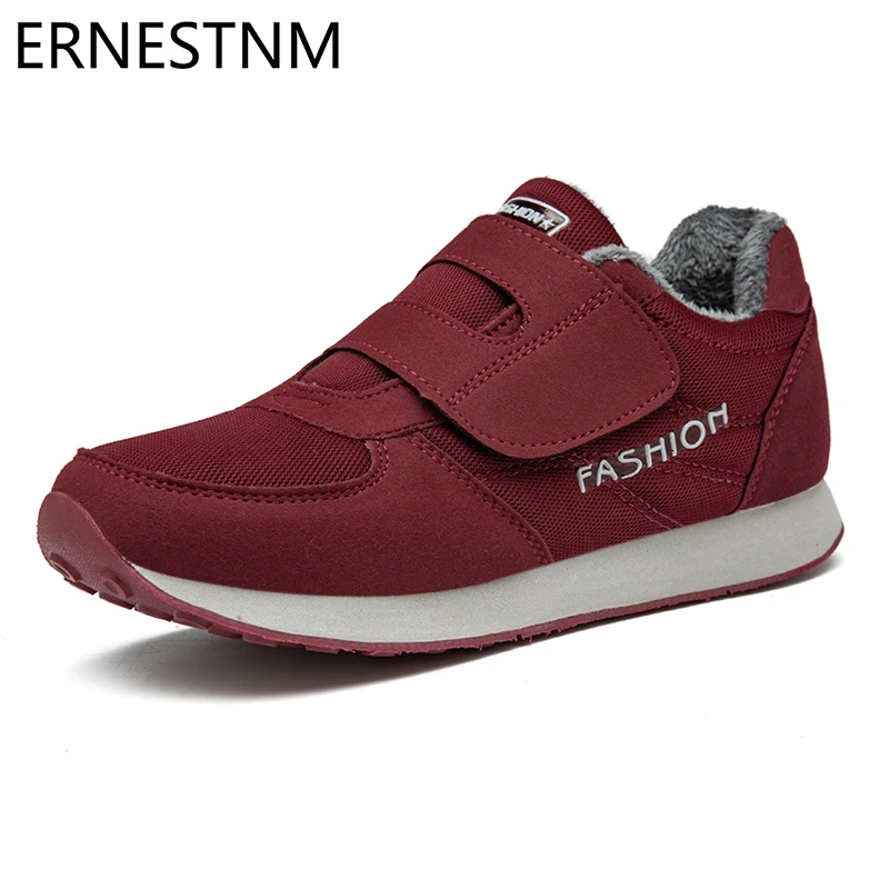 

ERNESTNM Women Winter Shoes 2019 Red Snow Boots Warm Plush Keep Warm Mother Casual Boots Ankle Bota Feminina Zapatos De Mujer