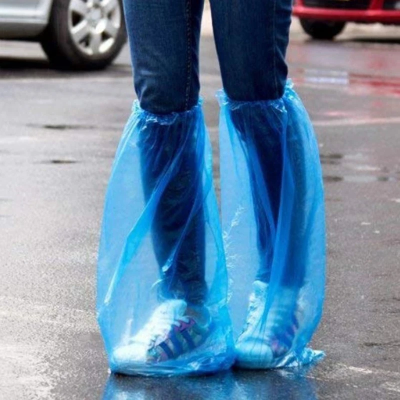 

Disposable Shoe Cover Blue Rain Boots and Boots Cover, Long Shoe Cover Transparent Waterproof Non-Slip Overshoes, Women's Men's