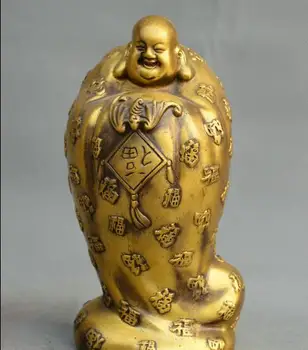 

Collect Chinese fengshui old bronze Maitreya Buddha blessing bat Buddha statue