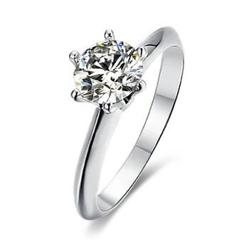 

ZWJEWE 925 Sterling Silver Platinum Plated Clarity VVS1 1ct Moissanite Women's Diamond Ring Engagement Anniversary Gift