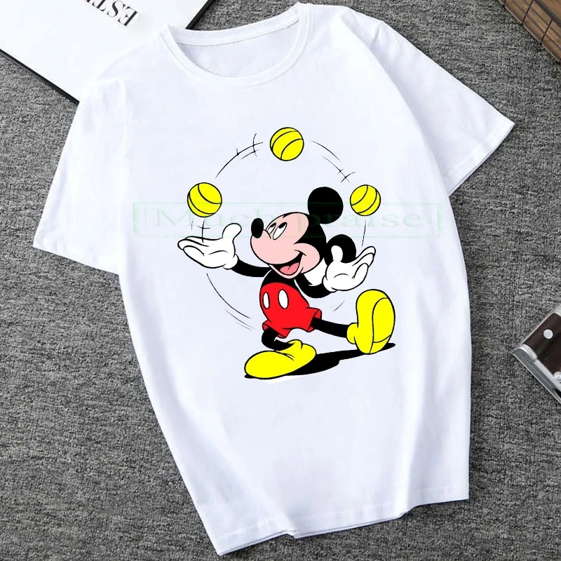 

men and women Mickey Harajuku Cute Style Spring and summer Tshirt White O Neck Short Sleeve men and women Tops