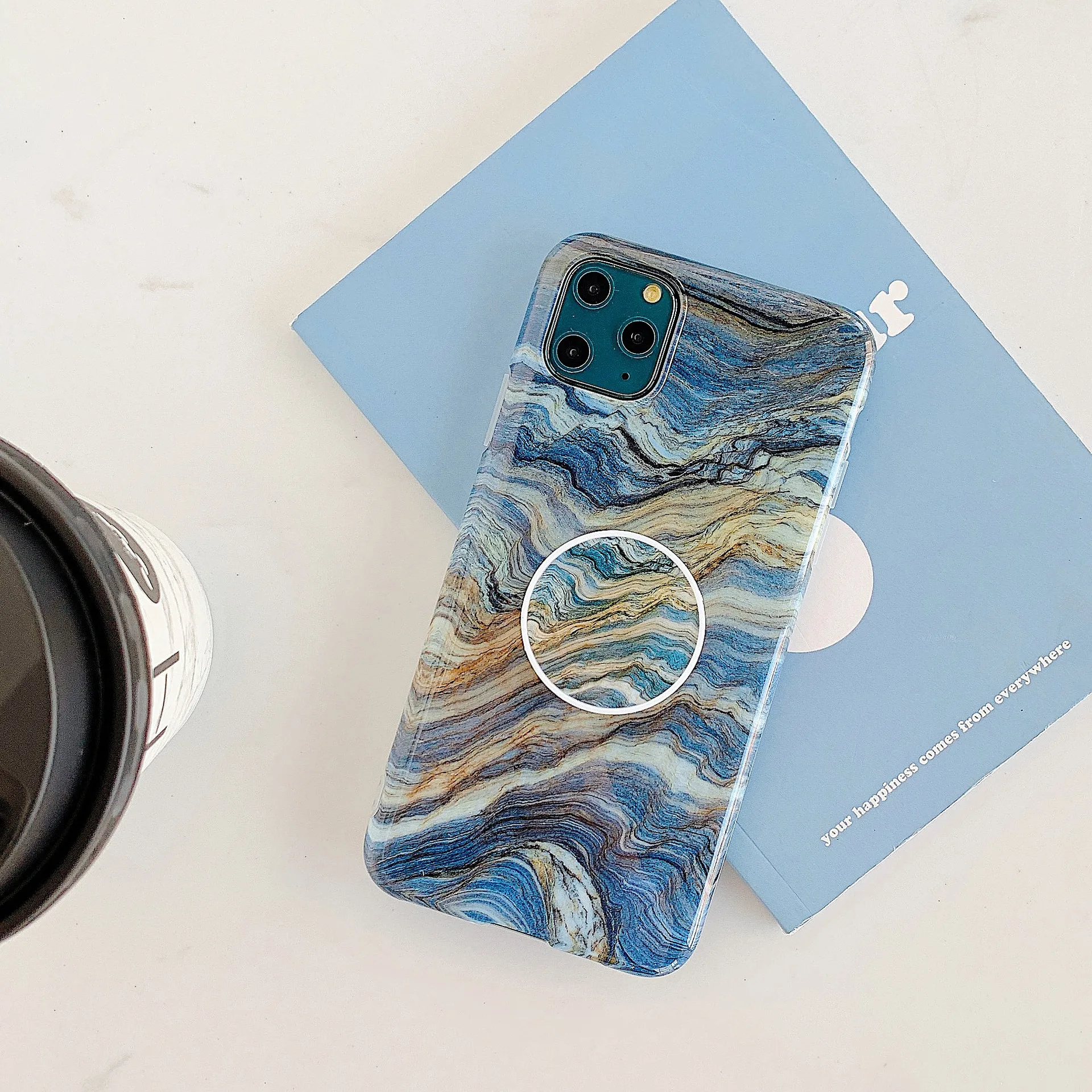 Чехол для телефона с геометрическим агатом и мраморной подставкой iPhone 11 Pro XR XS Max