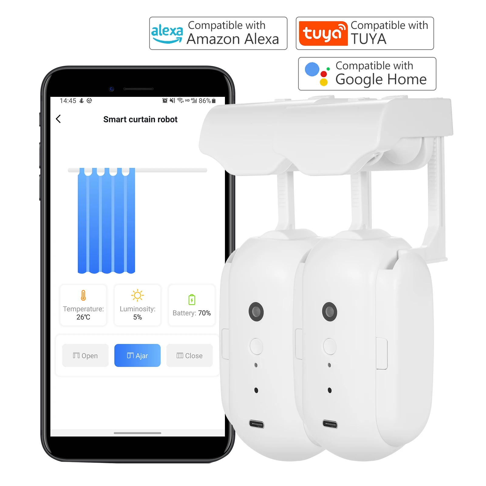 Automatic Curtain Opener Closer Robot Wireless Smart Curtain Motor