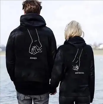 

Autumn Winter black Letter print sweatshirt couple hoodies lovers women clothes Casual Long Sleeve streetwear