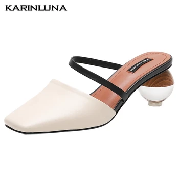 

Karinluna New Arrival Plus Size 43 Genuine Leather Women Shoes Sandals Mules Pumps