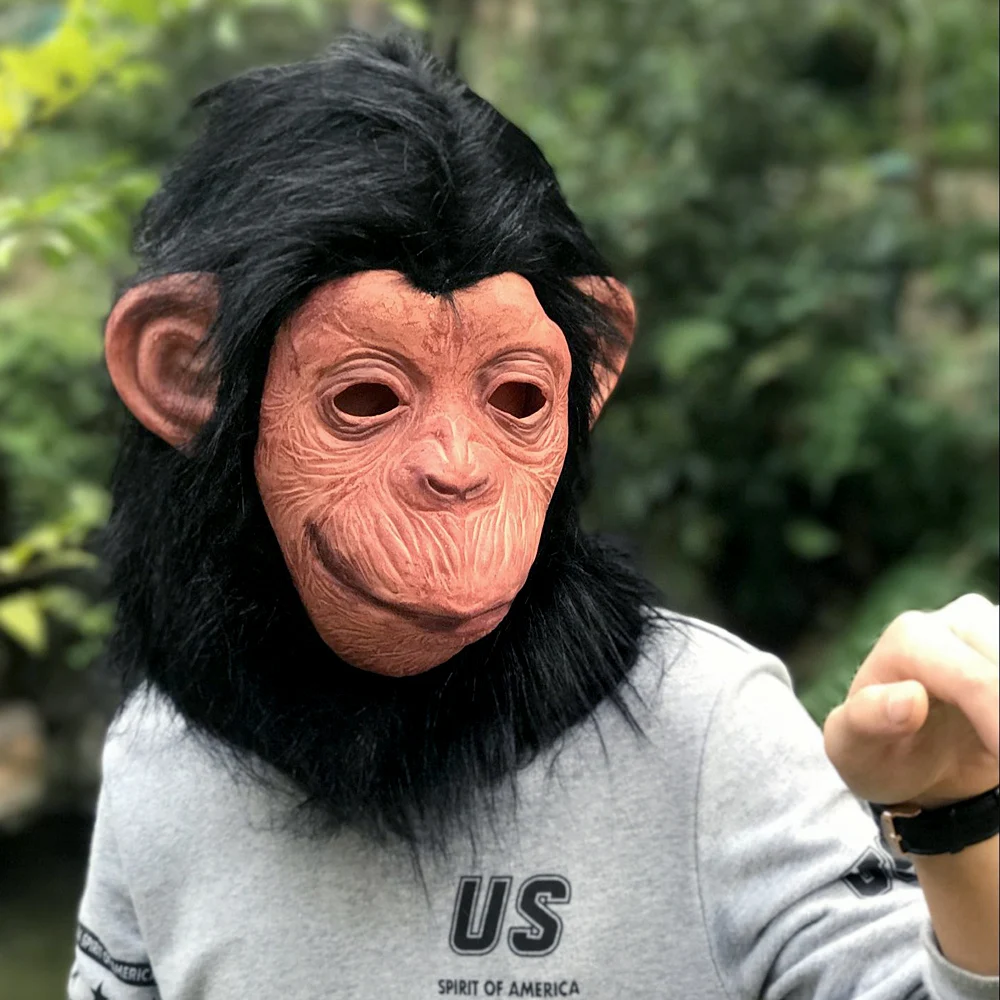 Newest Lifelike Monkey Orangutan Full Face Mask Halloween Gifts Eco-friendly Nature Latex Cool Mask For Cosplay Party Dress up (11)