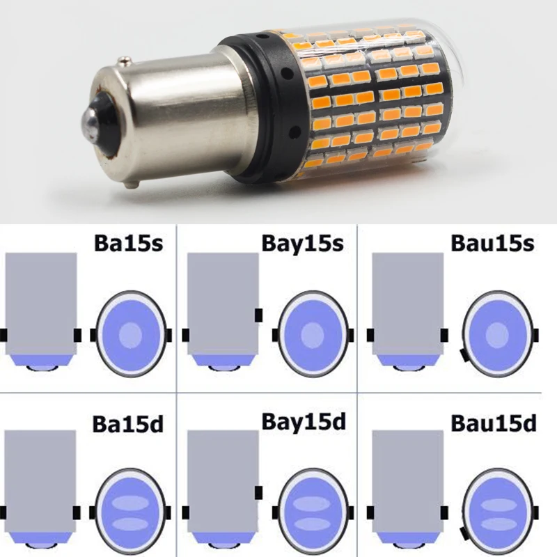 FSYLX 2 шт. canbus светодиодные лампочки S25 1156 BA15S p21w BAU15S py21w T20 светодиодный 7440 W21W W21/5 Вт 3014 144smd светодиодные лампы дневного света LED фонарь стоп-сигнала