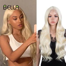 

Bella Lace Front Wig Synthetic 13x4 Lace With Baby Hair Body Wave Ombre Blonde Pink Heat Resistant Wig For Black Women Cosplay