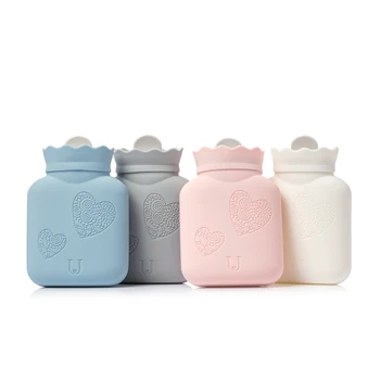 

Portable Hot Water Bottle Silicone Hot Water Pouch with Knit Cover Irrigation Hand Warmers Warm Palace Warm Bag Gifts