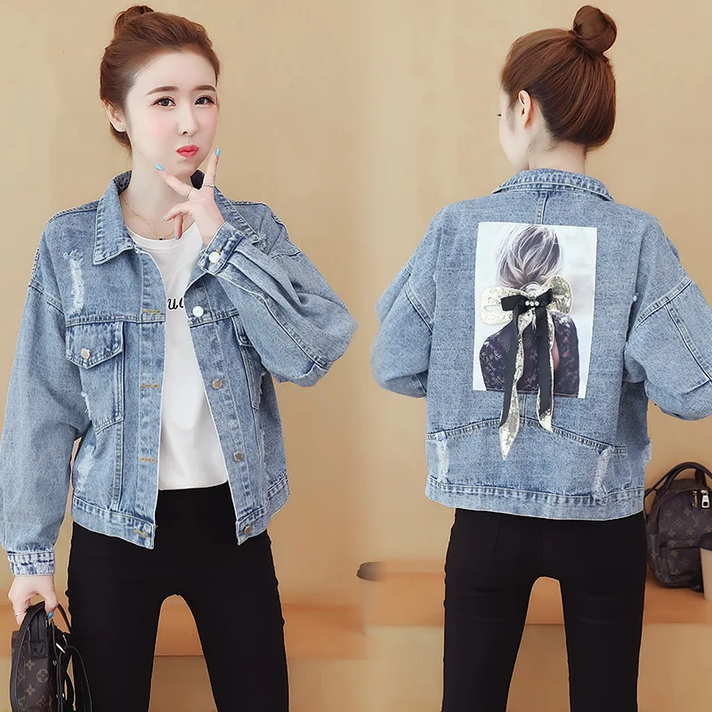 

Photo Shoot Jeans Coat Women's Loose-Fit 2019 New Style Spring And Autumn Korean-style Short Versatile Casual Tops Jacket Fashio