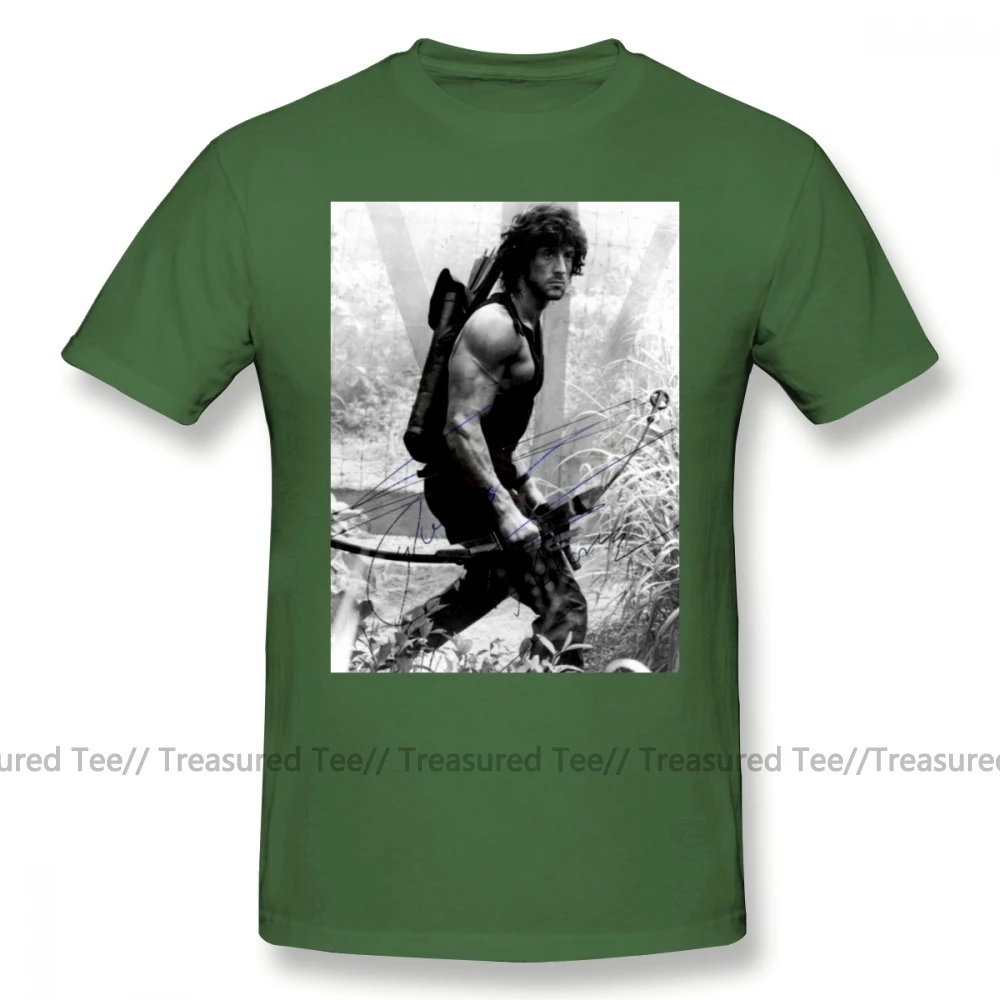 Rambo T Shirt Rambo Stallone Autographed Photo Bu FW 1980 S T-Shirt Cotton Men Tee Shirt Print Cute Plus size Streetwear Tshirt - Цвет: Army Green