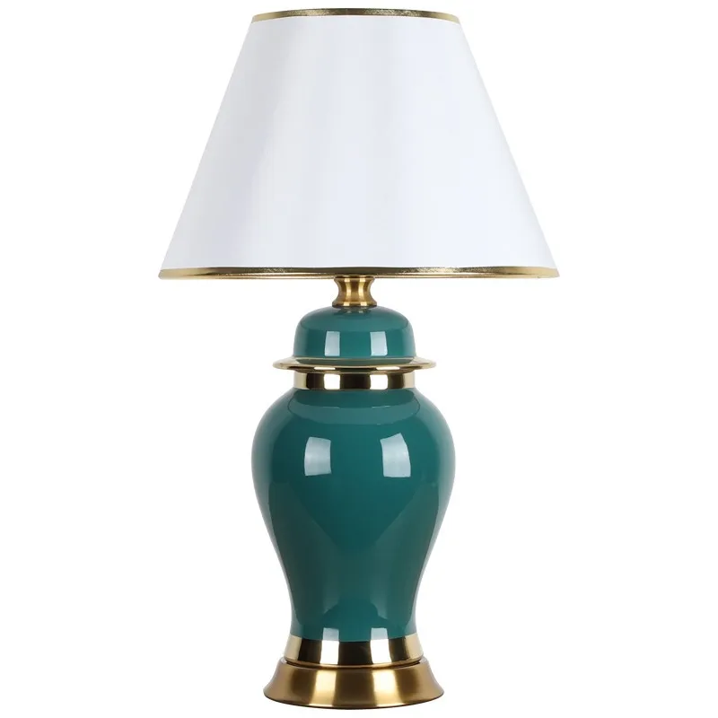 

European Creative Light Luxury Post-Modern Simple Ceramic Table Lamp Bedside Living Room Bedroom Golden Study Soft Table Lamp
