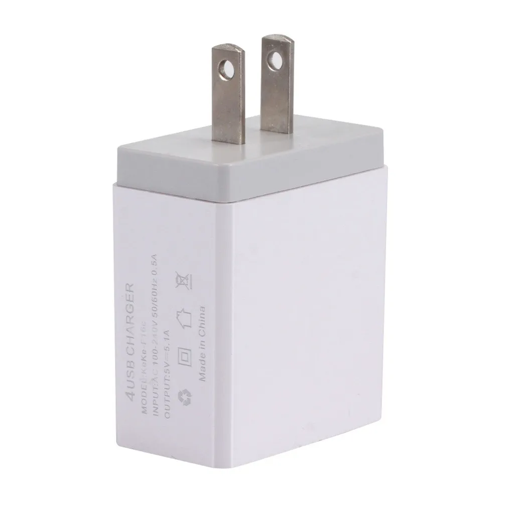 5.1A USB 4-Порты и разъёмы Зарядное устройство Быстрая зарядка для iPhone для Samsung штепсельная вилка американского стандарта Через переходник для розетки