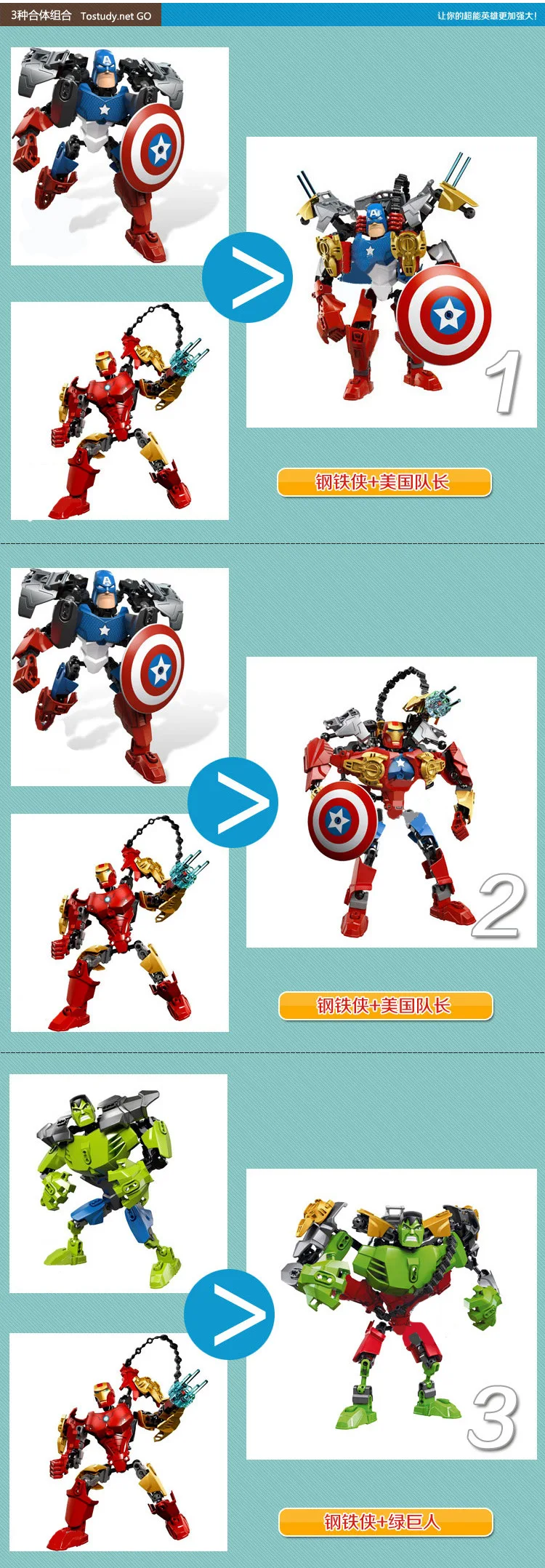 Серии Marvel Железный человек Бэтмен Капитан Америка Мстители 4-Собранный Робот строительные блоки игрушка