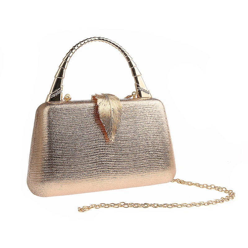 Золотой клатч сумка женская pu кожаная сумка с ручкой металлический замочек в форме листа вечерние свадебные сумочки мини сумка через плечо ZD1347