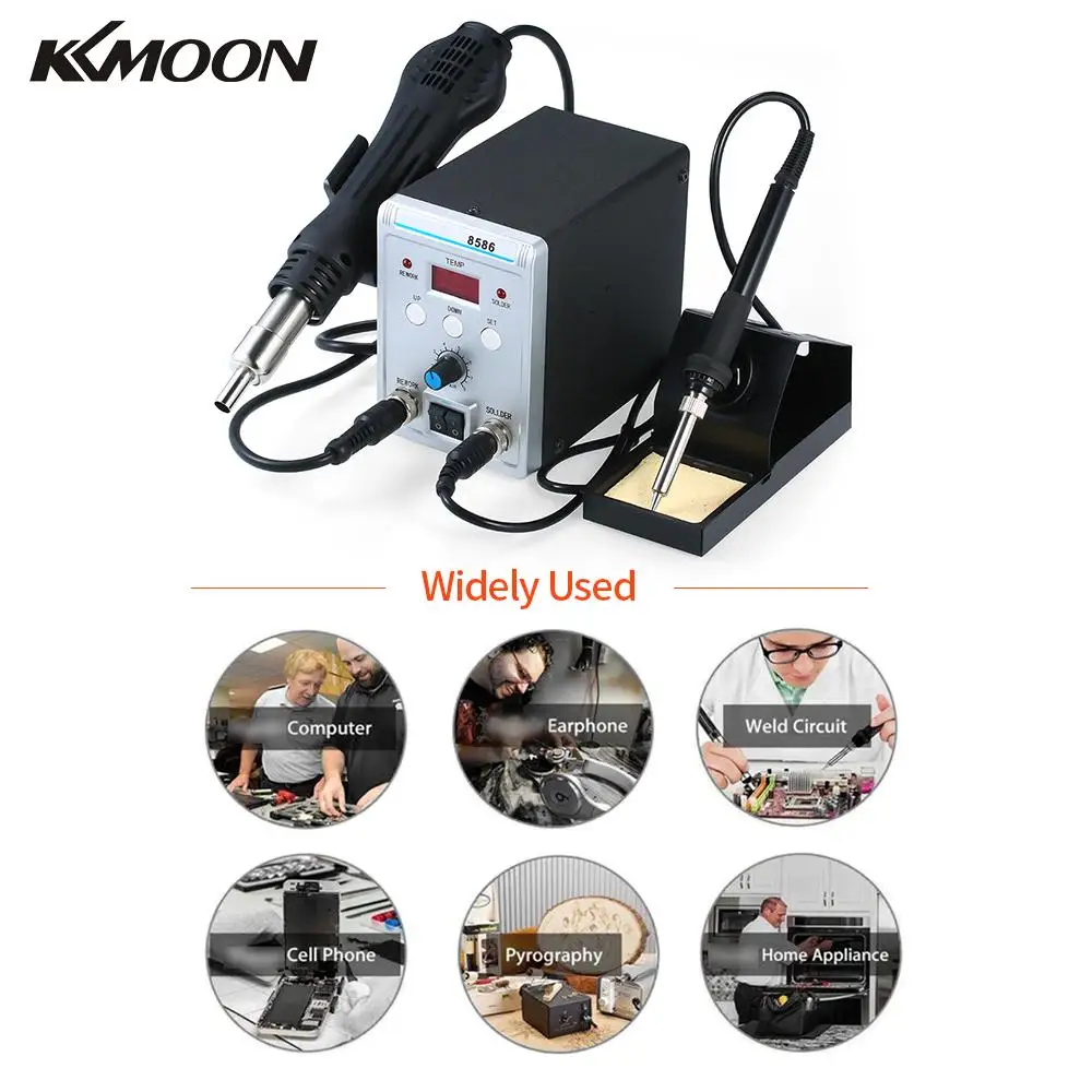 KKmoon 2 в 1 lcd цифровой паяльная станция SMD горячего воздуха паяльная станция Регулируемая паяльная станция 220 В для нагрева термоусадочной
