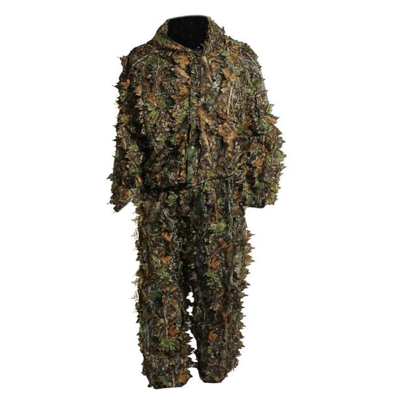 New Ghillie Suit,3D Leafy Ghille Suit Hooded Hunting Airsoft Camouflage Ghilly Suit