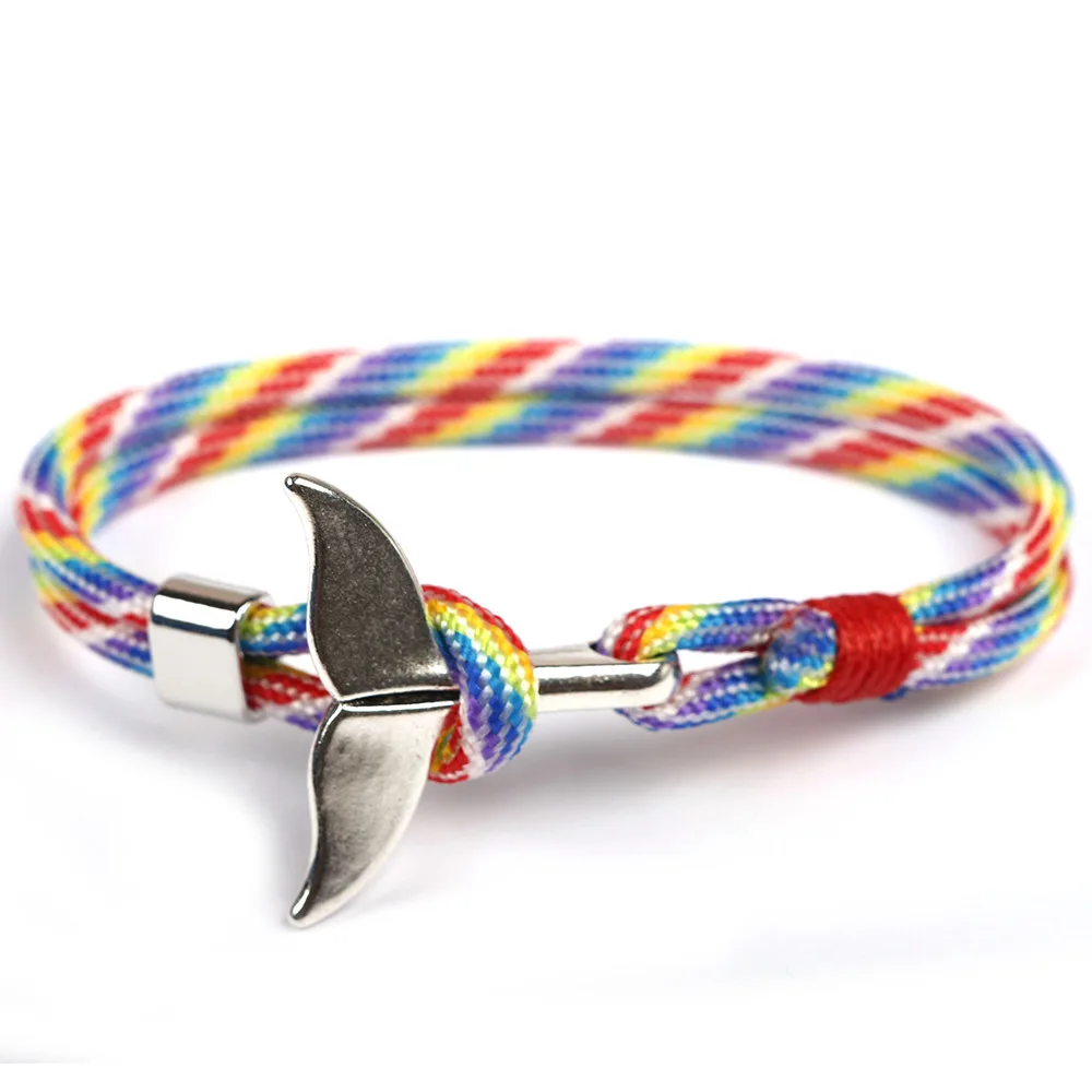 Eif Dock Shark Tail Whale Anchor Bracelet For Men Women Fashion Dark Blue Nylon Rope Chain Paracord Bracelet Male Wrist Bands for bracelet jewelry