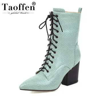 

Taoffen 4 Color Zipper Pu Leather Ankle Boots Office Work Fashion Sexy Short Boots Fashion Daily Botas Footwear Size 34-43