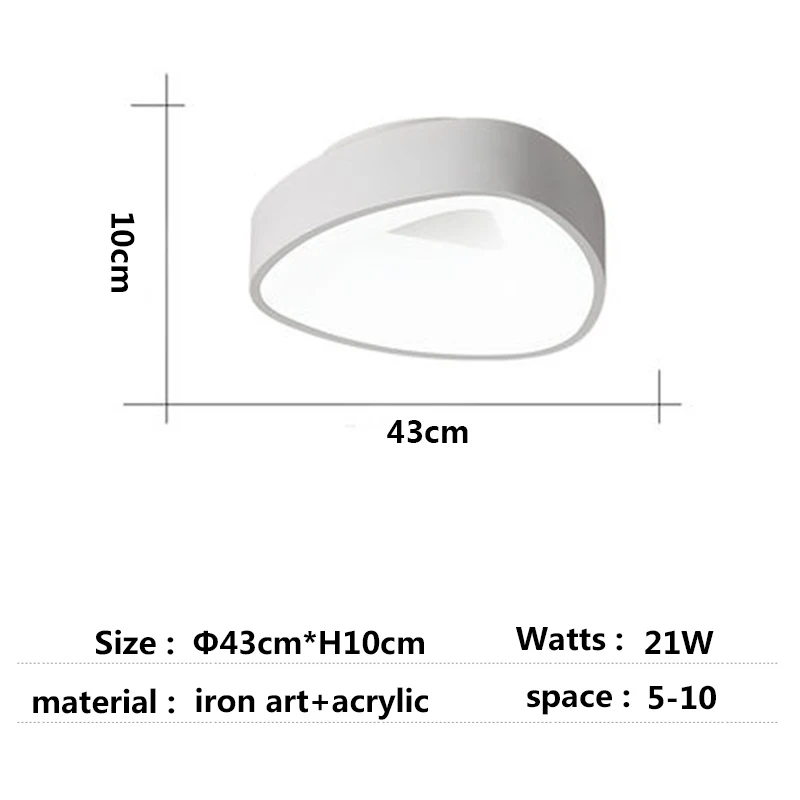 Современный потолочный светильник для спальни, декоративный Железный светодиодный потолочный светильник для коридора/столовой, винтажный потолочный светильник s - Цвет корпуса: triangle 43cm white