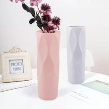 Simple Plastic Vase Wet and Dry Flower Arrangement Nordic Decorative Imitation Glaze Vase Drop Resistant