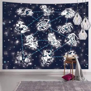 

Psychedelic Zodiac Tapestries Wall Hanging Milky Way Art Decor Galaxy Starry Sky Trippy