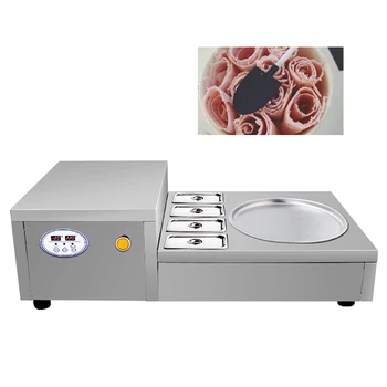 

Commercial worktable type single round pan with 4 cooling tanks fried ice cream machine fry ice cream roll machine