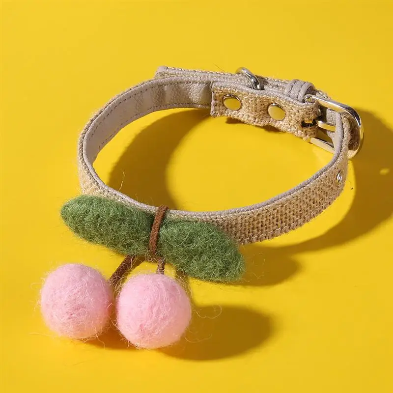 Cat Collar Cherry Designed Adjustable Buckle Bow Tie Hand Knitted Cute Kitten Cat Neck Ring Stylish Cat Photo Prop Cat Collar Cherry Designed Adjustable Buckle Bow Tie Hand Knitted Cute Kitten Cat Neck Ring Stylish Cat Photo Prop