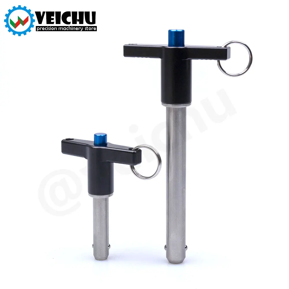Cylindrical Locating Dowel Pin Stainless Steel Ball Lock Pins Stainless Steel Pins Clips 1pcs T-Handle Aluminum Grip Fastening Locating Safety Pins VCN117 Quick Release Button Pins Ball Lock With Ring