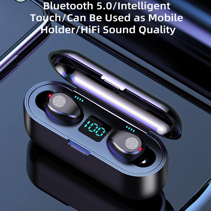 F9 TWS беспроводные наушники Bluetooth 5 0 Наушники Hi-Fi светодиодный дисплей Спортивная