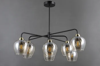 

39750-8хЕ14-BlCl Люстра подвесная черная с бронзой